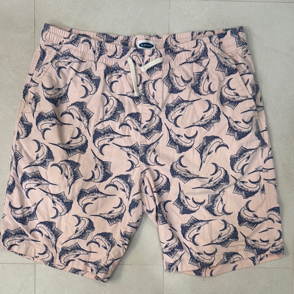 Old Navy Pink and Blue Swordfish Board Shorts